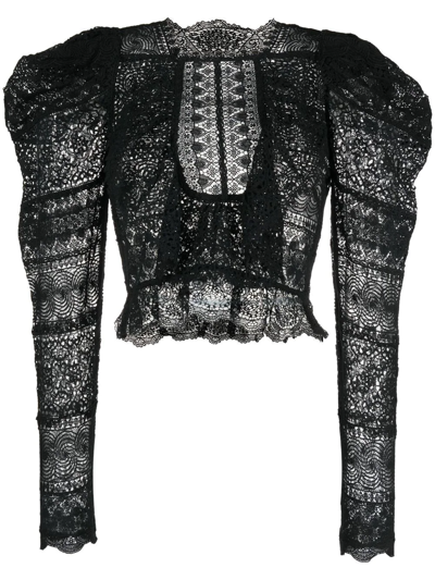 Shop Ulla Johnson Eloise Lace Blouse In Schwarz