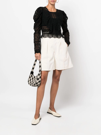 Ulla Johnson Eloise Sheer Lace Puffed Sleeve Blouse In Schwarz