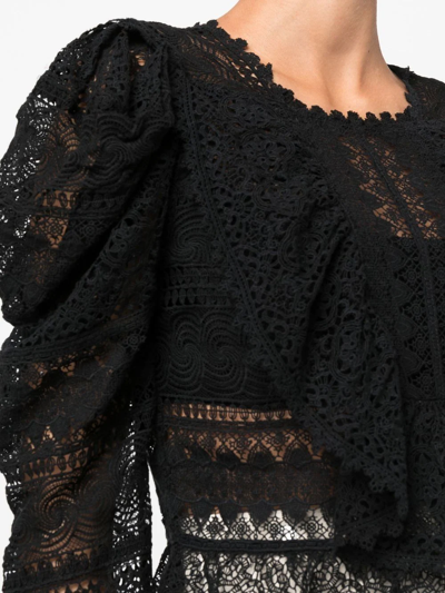 Ulla Johnson Eloise Sheer Lace Puffed Sleeve Blouse In Schwarz
