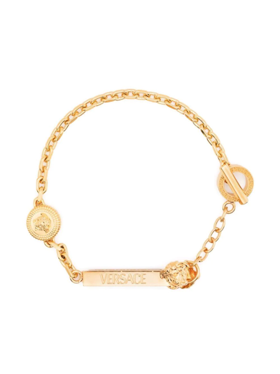 Shop Versace Medusa Greca Chain Bracelet In Gold