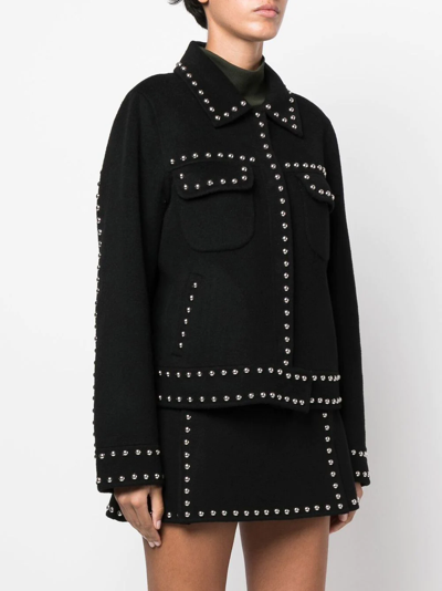 Shop P.a.r.o.s.h Studded Knitted Jacket In Schwarz