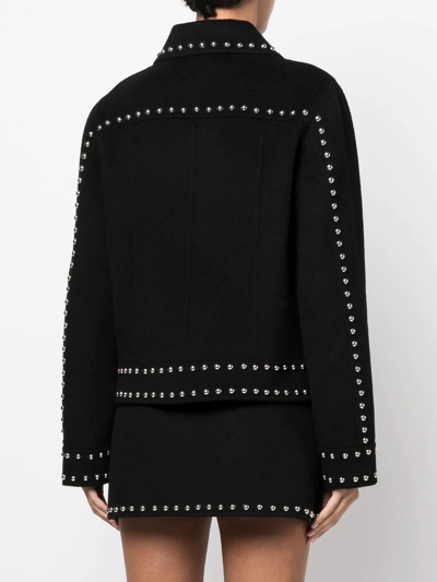 Shop P.a.r.o.s.h Studded Knitted Jacket In Schwarz