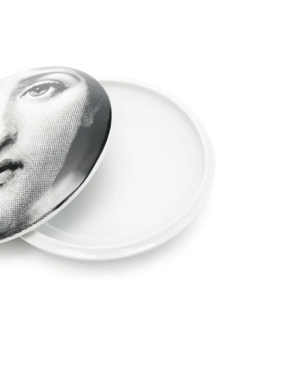 Fornasetti Face-print Ceramic Box In Weiss