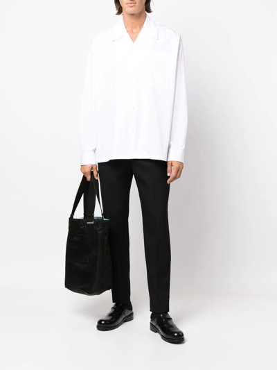 Shop Oamc Cuban-collar Long-sleeve Shirt In Weiss