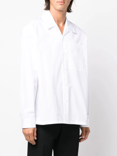 Oamc Cuban-collar Long-sleeve Shirt In Weiss | ModeSens