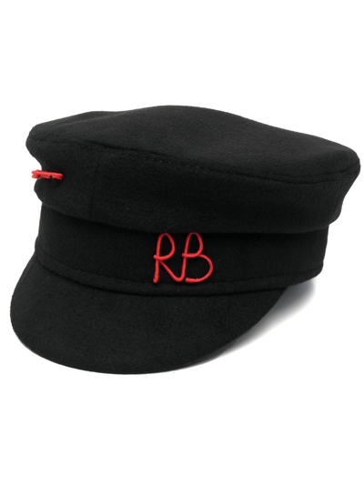 Shop Ruslan Baginskiy Logo-embroidered Baker Boy Cap In Schwarz