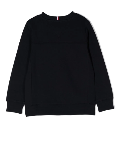 Tommy Hilfiger Junior Logo-print Crew Neck Sweatshirt In Blau