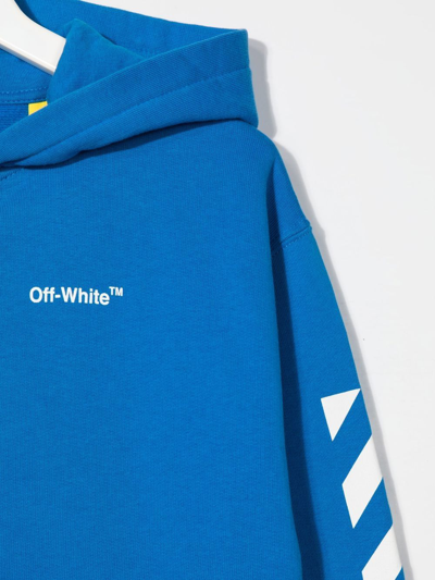Shop Off-white Logo-print Hoodie In Blau