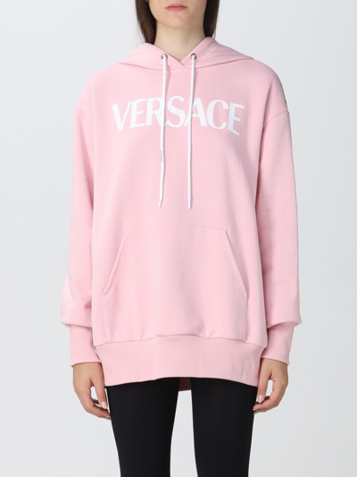 Shop Versace Sweatshirt With Panel Print In Pink