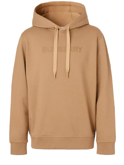 Shop Burberry Camel Hoodie With Logo