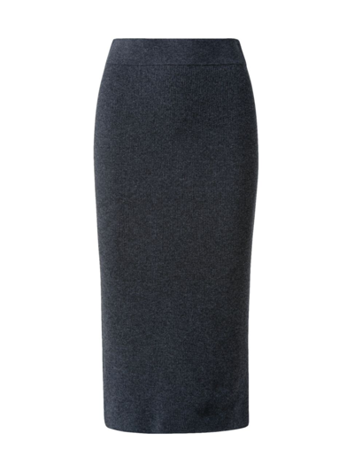 Shop Akris Punto Women's Cashwool Rib-knit Midi Skirt In Slate