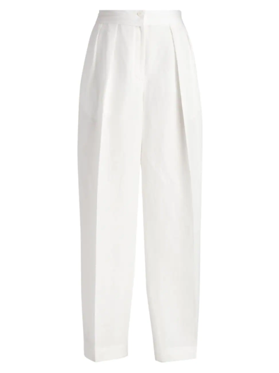 Shop The Row Women's Milla Linen-blend Pants In Ivory