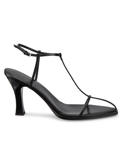 Shop The Row Women's Leather T-bar Sandals In Black