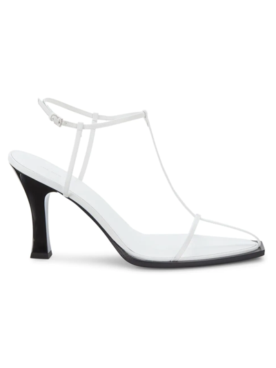 Shop The Row Women's Leather T-bar Sandals In Optic White