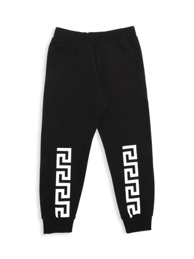 Shop Versace Little Kid's & Kid's Felpa + St. Logo Greca Sweatpants In Black