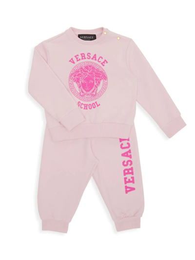 Shop Versace Baby Girl's 2-piece Felpa + St. Medusa Logo Tracksuit In Pink