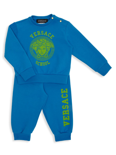 Shop Versace Baby Boy's 2-piece Felpa + St. Medusa Logo Tracksuit In Blue