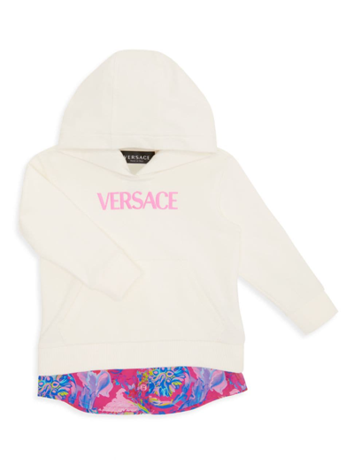 Shop Versace Baby Girl's Felpa + Popeline Kaleidoscopic Dress In White Multi