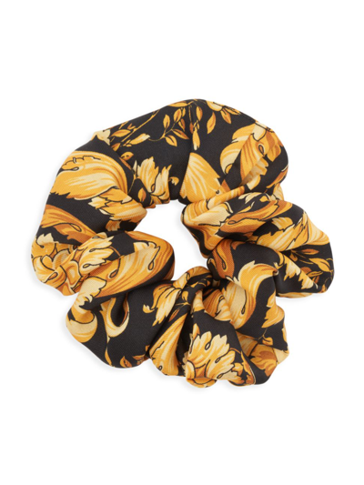 Shop Versace Women's Soldato Poli Reciclato Barocco Hair Tie In Black Gold
