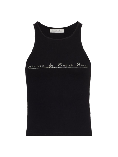 Shop Ludovic De Saint Sernin Men's Crystal Logo Tank Top In Black