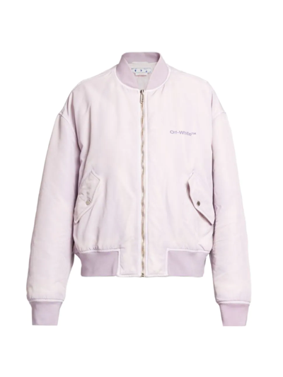 Shop Off-white Women's Laundry Logo Bomber Jacket In Lilac