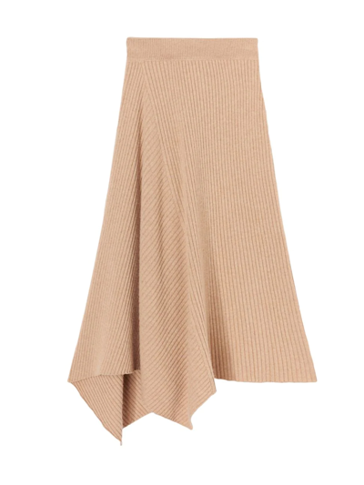 Shop Loro Piana Women's Mellbreak Cashmere Asymmetric Midi-skirt In Peanut Butter Mel