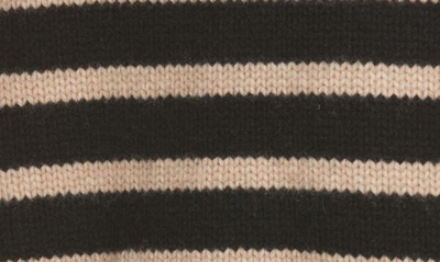 Shop La Ligne Mini Marin Stripe V-neck Cardigan In Black / Tan
