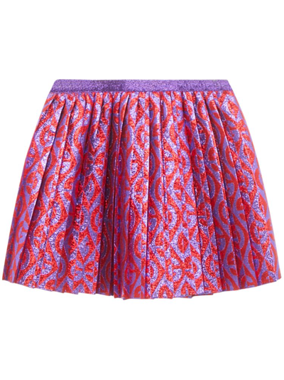 Shop Gucci Kids G Rhombus Motif Pleated Mini Skirt In Multi