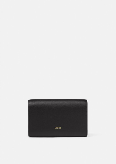 Versace La Medusa Crossbody Bag In Black+gold