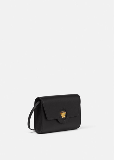 Versace La Medusa Crossbody Bag In Black+gold