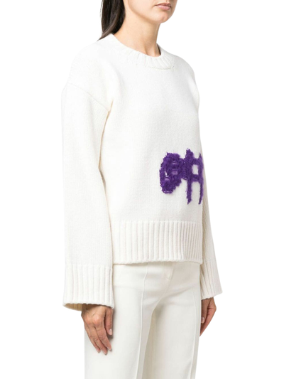 Shop Off-white Intarsia Logo Knit Jumper In White