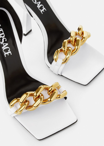Shop Versace Medusa Chain High Heel Sandals In White