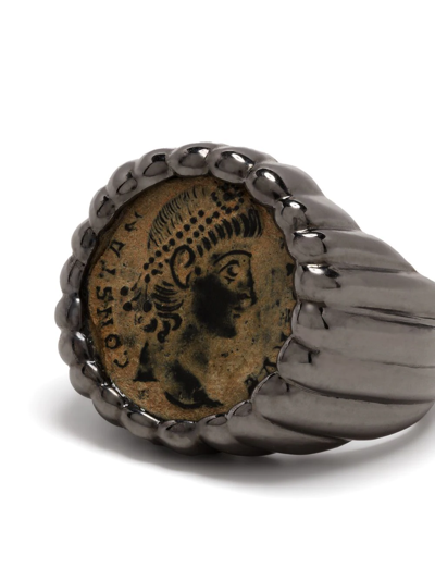 Shop Dubini Constantine Coin Ring In Grey