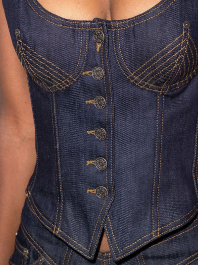 Shop Jean Paul Gaultier Button-fastening Denim Top In Blue
