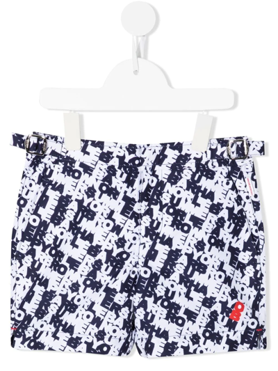 Shop Orlebar Brown Logo-print Swim Shorts In Blue
