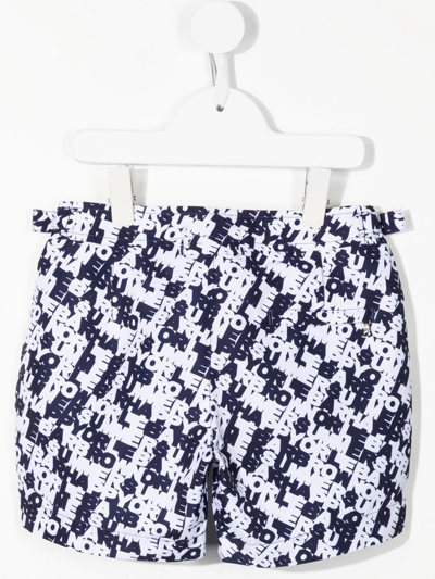 Shop Orlebar Brown Logo-print Swim Shorts In Blue
