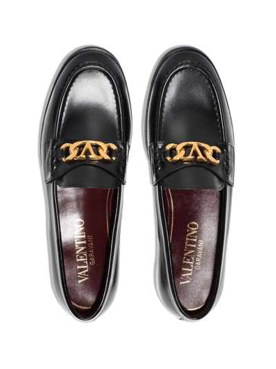 Valentino Black Vlogo Signature Leather Loafers In Black