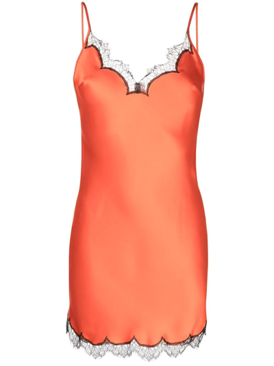 Shop Gilda & Pearl Lace-trim Slip Dress In Orange