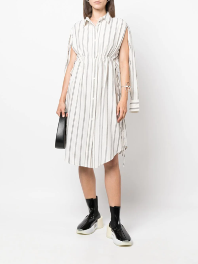 Shop Mm6 Maison Margiela Striped Long-sleeve Shirt Dress In White