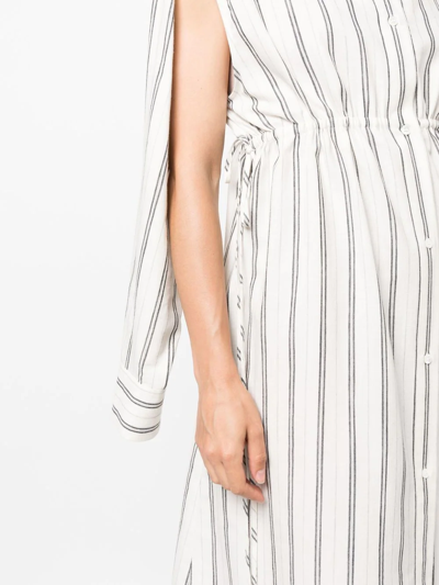 Shop Mm6 Maison Margiela Striped Long-sleeve Shirt Dress In White