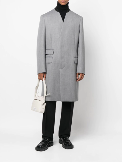 Maison Margiela Collarless Tailored Coat In Grey
