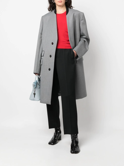 Maison Margiela Collarless Tailored Coat In Grey