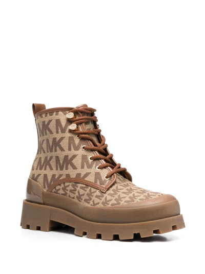 Michael Michael Kors Payton Logo-print Ankle Boots In Neutrals