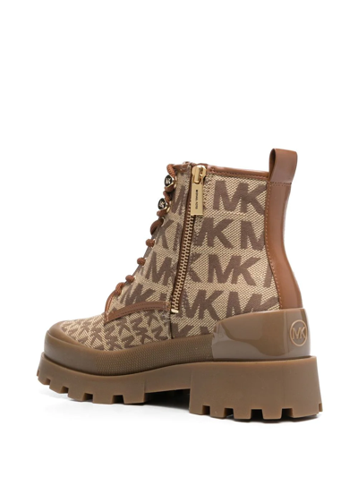 Shop Michael Michael Kors Payton Logo-print Ankle Boots In Neutrals