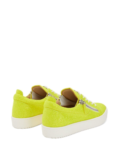 Shop Giuseppe Zanotti Frankie Glitter Low-top Sneakers In Yellow