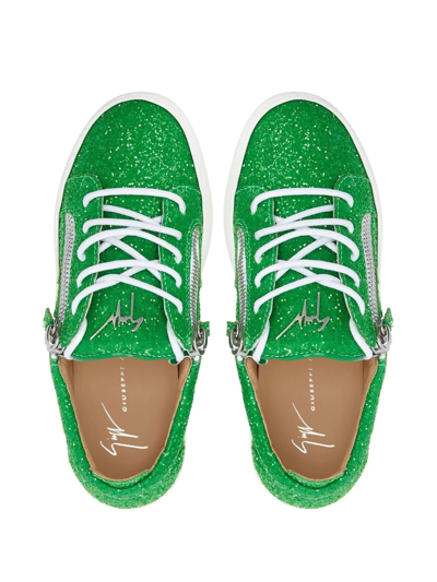 Shop Giuseppe Zanotti Frankie Glitter Low-top Sneakers In Green
