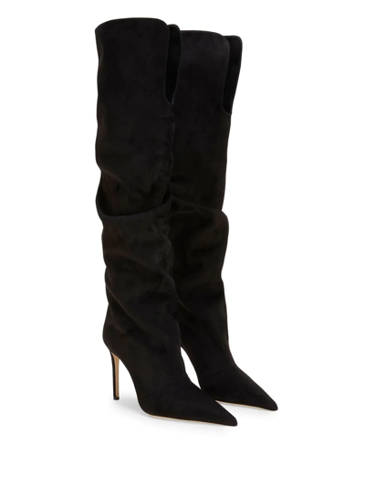 Giuseppe Zanotti Braquel 105 Gathered Faux Suede Over-the-knee Boots In Black