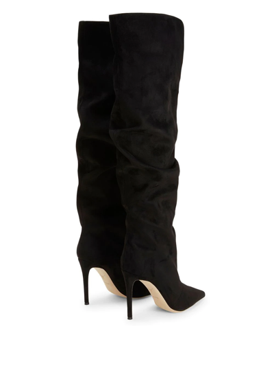 Giuseppe Zanotti Braquel 105 Gathered Faux Suede Over-the-knee Boots In Black
