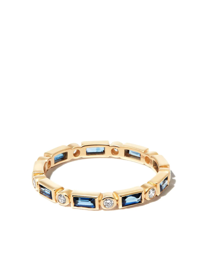 Shop Sydney Evan 14kt Yellow Gold Sapphire And Diamond Eternity Ring