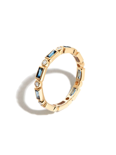 Shop Sydney Evan 14kt Yellow Gold Sapphire And Diamond Eternity Ring